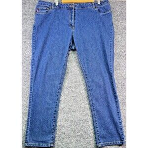 Woman Within 18W Stretch Denim Jeans Natural Fit Straight Leg Dark Wash